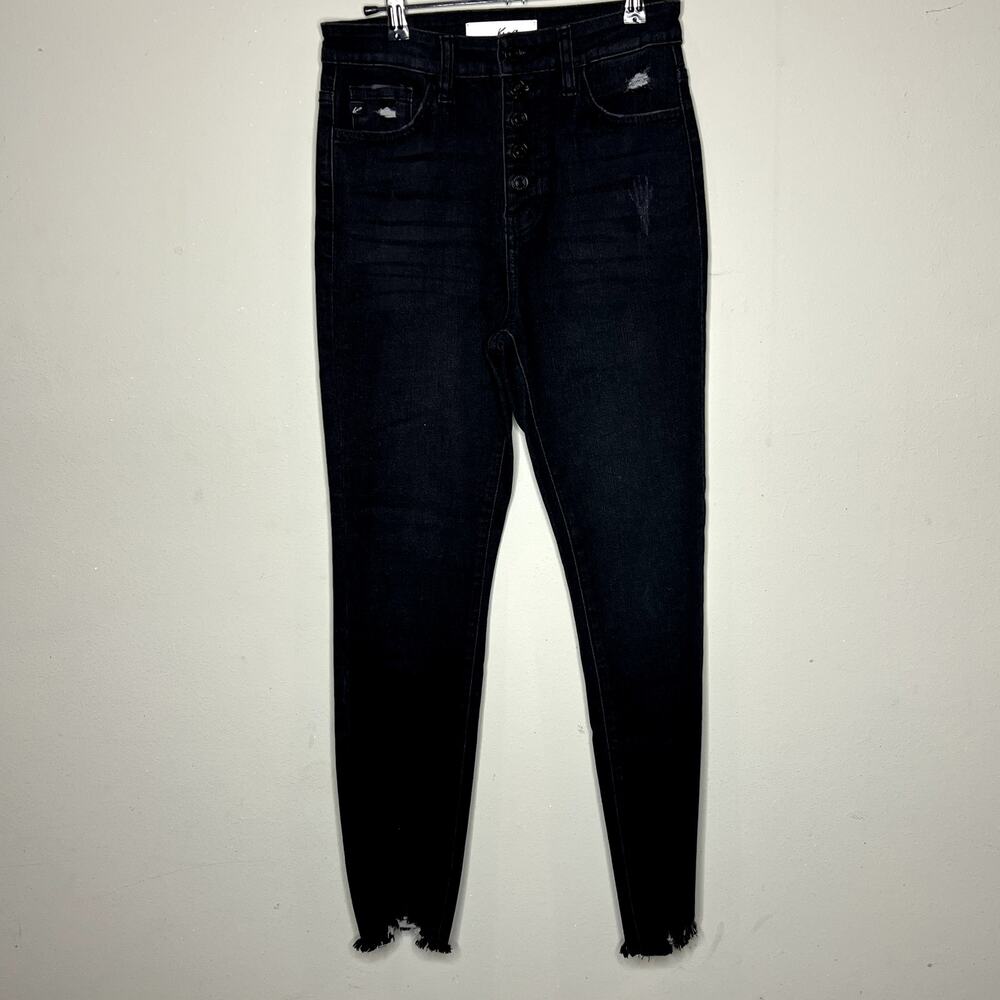 KanCan Black Distressed Button Front Jeans Womens Size‎ 26